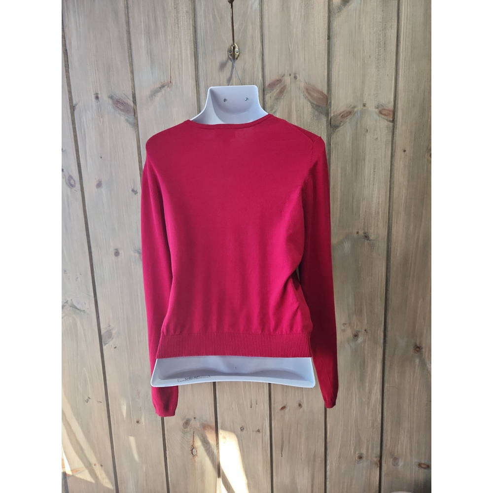 Ann Taylor LOFT Red Cotton Blend Button Up Cardigan Sweater Large - Picture 4 of 7